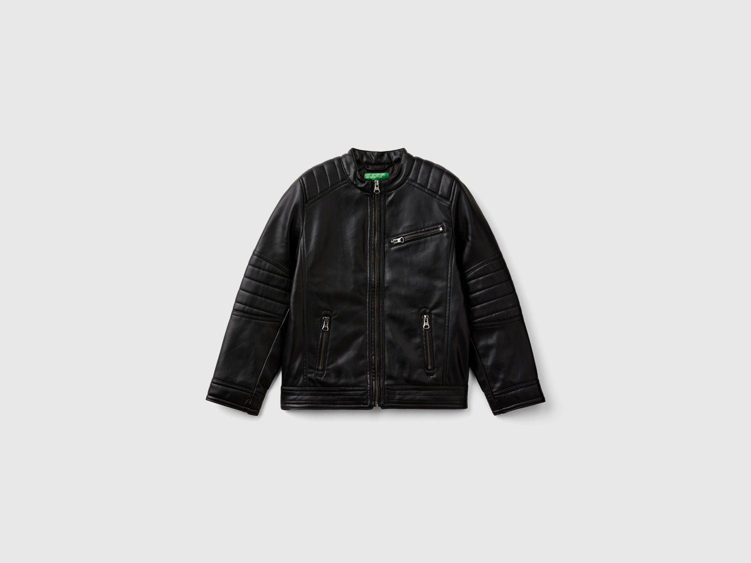 Chaqueta de tejido revestido da bambino nero | Benetton Outlet