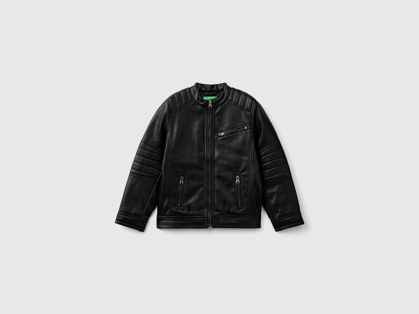 Giacca in tessuto spalmato da bambino nero | Benetton Outlet