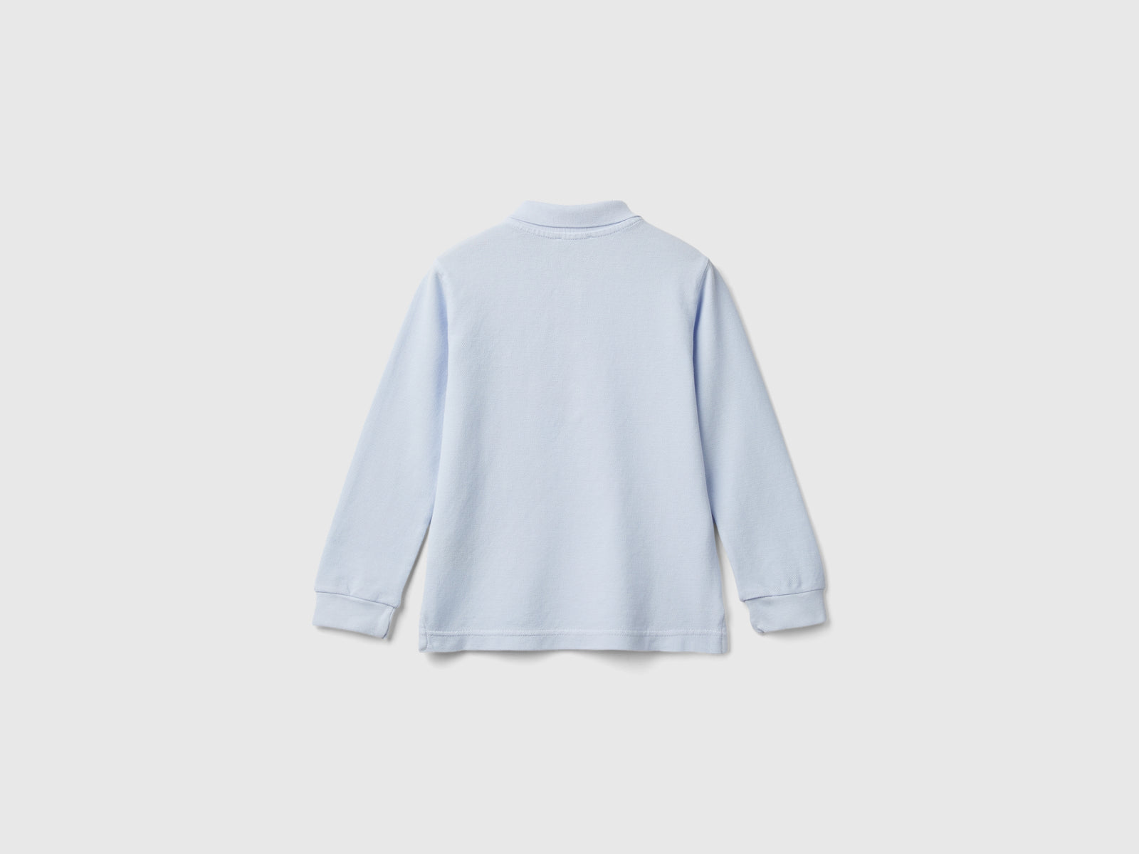 Polo manica lunga in cotone biologico da bimbo celeste 2 | Benetton Outlet