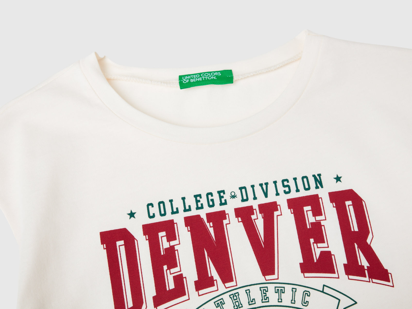 Maglietta stile college da bambina bianco panna 3 | Benetton Outlet