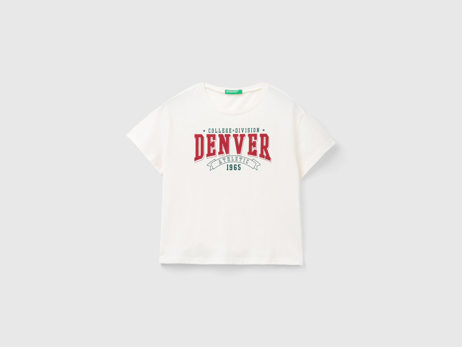 Maglietta stile college da bambina bianco panna | Benetton Outlet