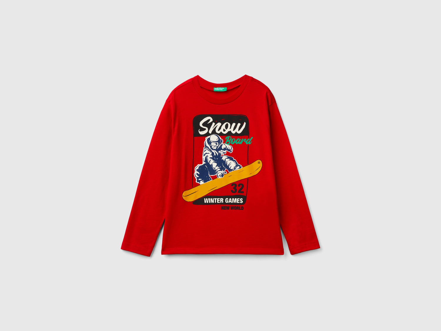 T-shirt con stampa da bambino rosso | Benetton Outlet