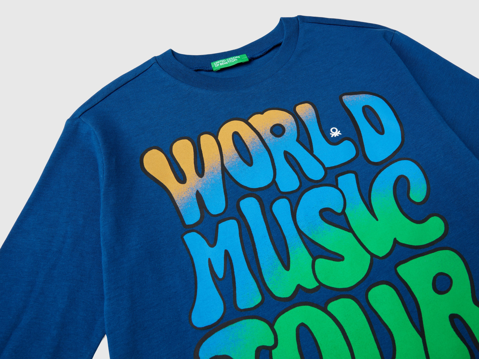 T-shirt con stampa da bambino blu 3 | Benetton Outlet