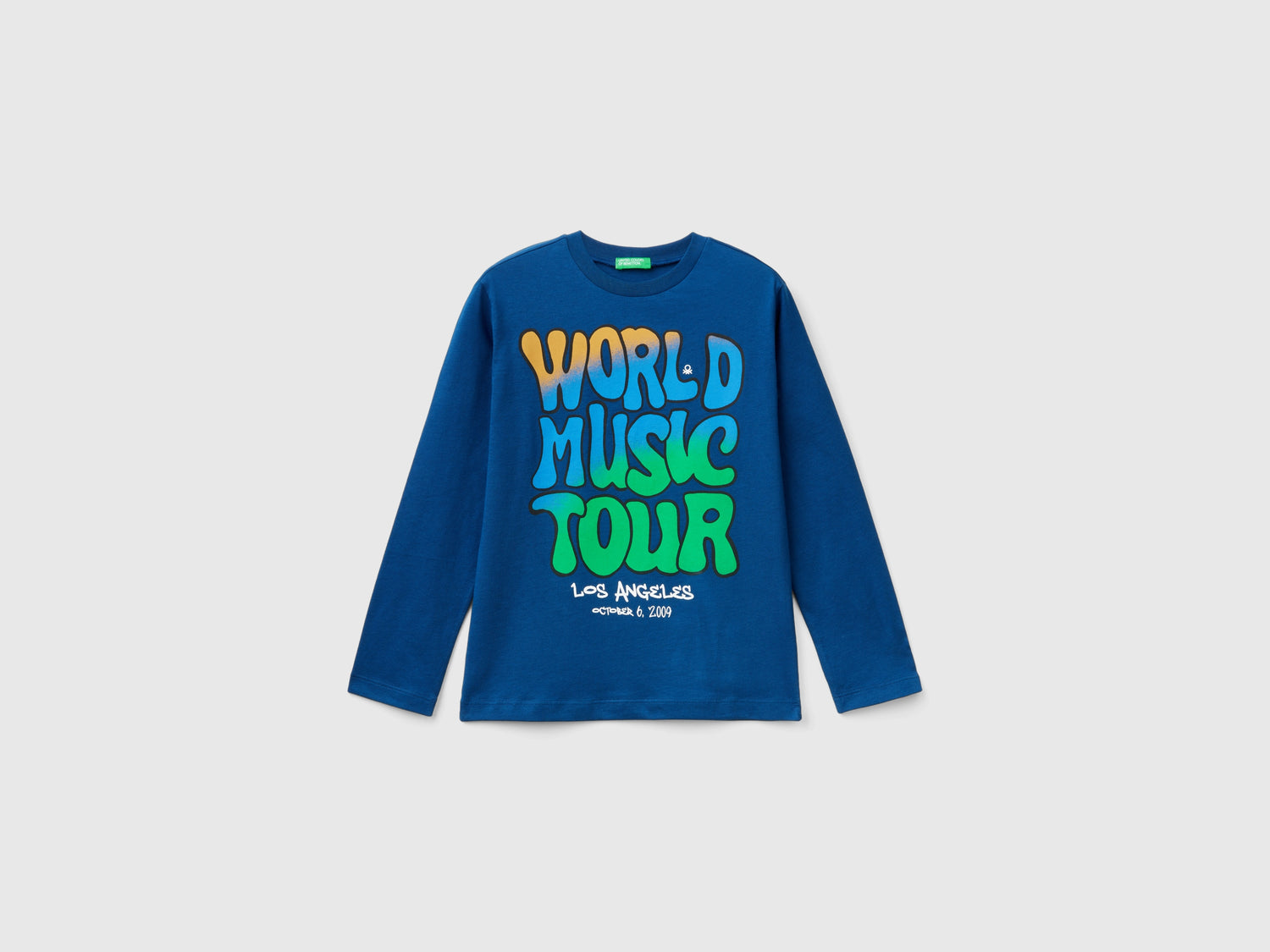 T-shirt con stampa da bambino blu | Benetton Outlet