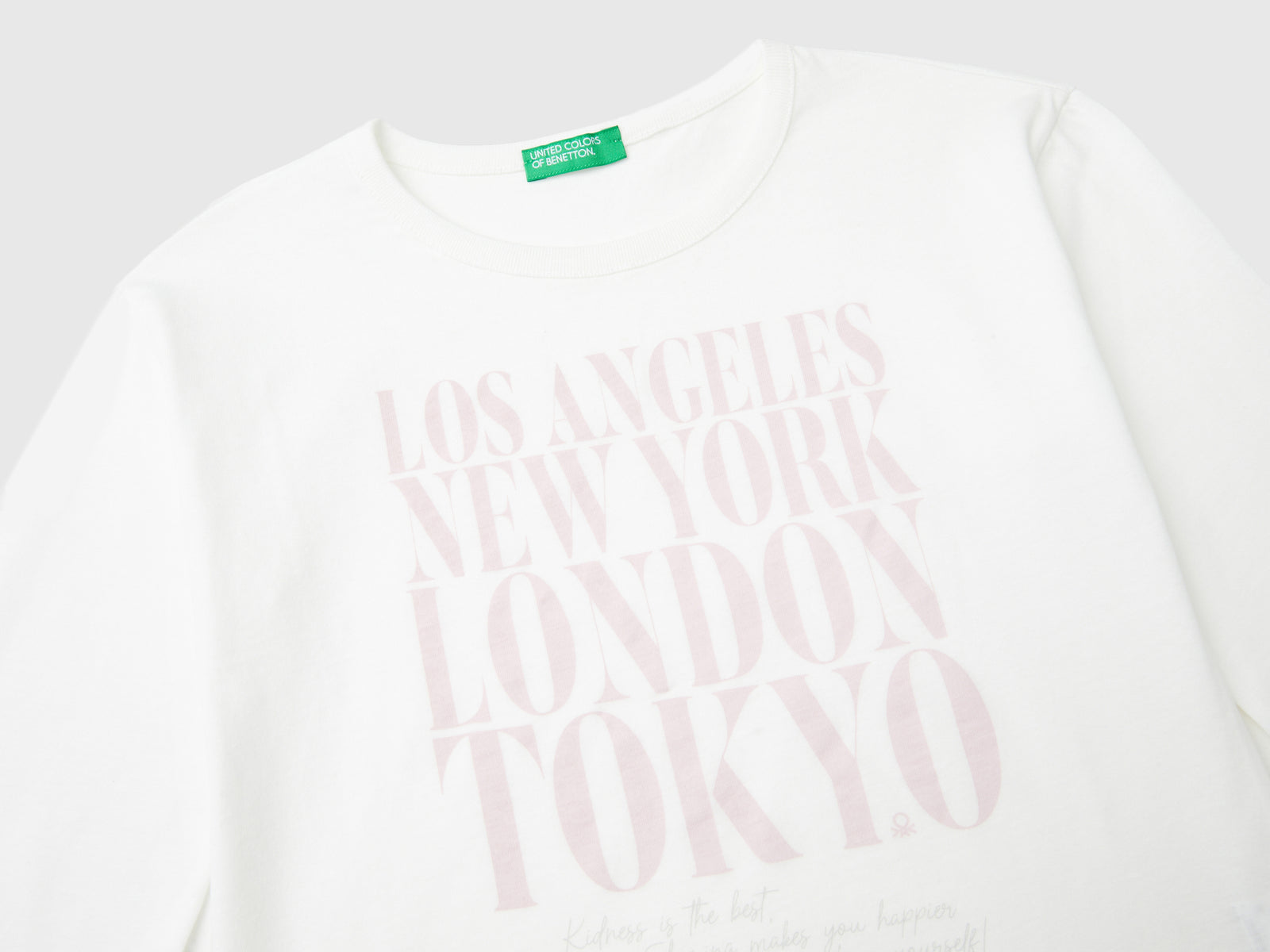 Maglietta con stampa slogan da bambina bianco panna 3 | Benetton Outlet
