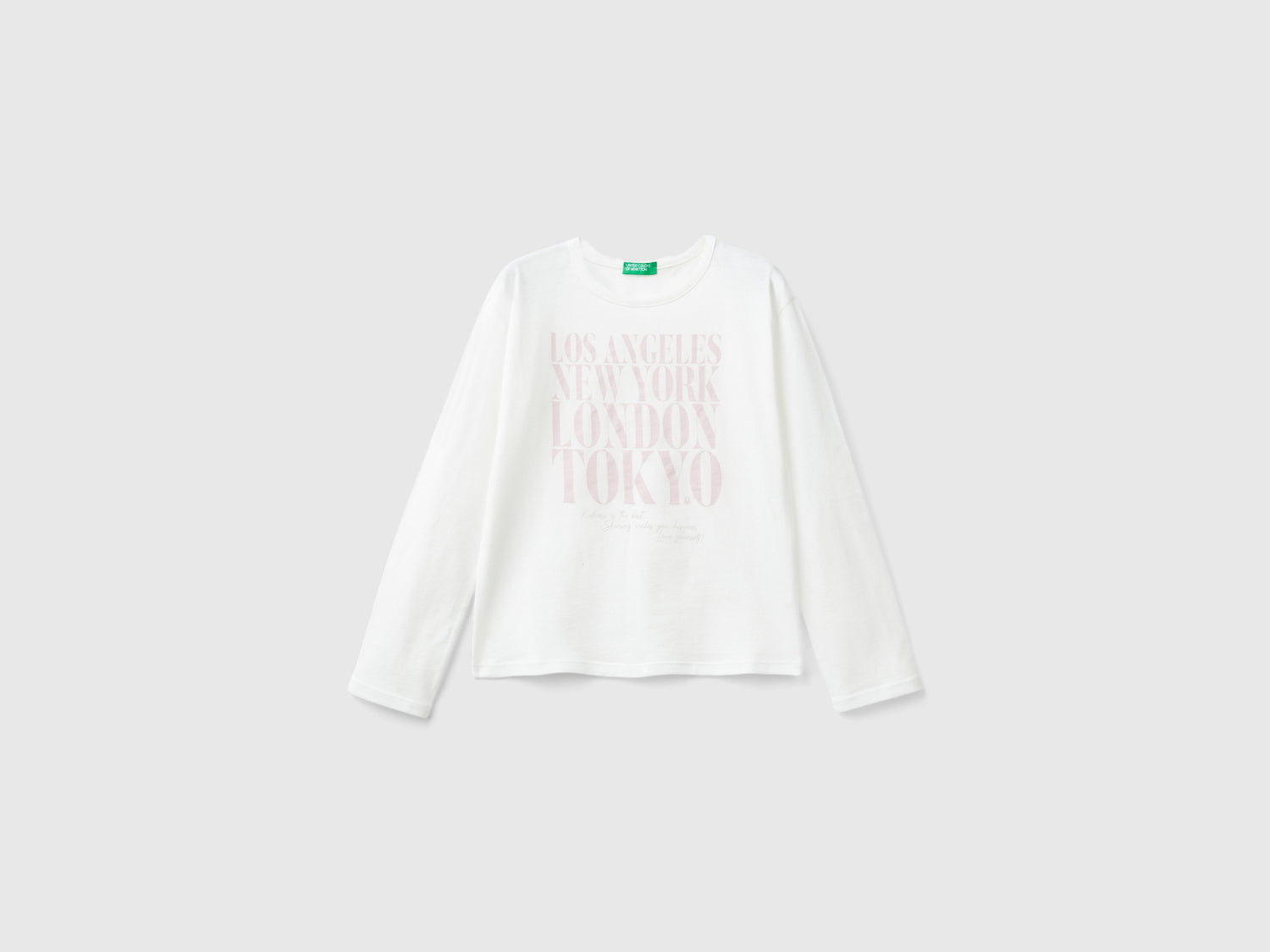Maglietta con stampa slogan da bambina bianco panna | Benetton Outlet