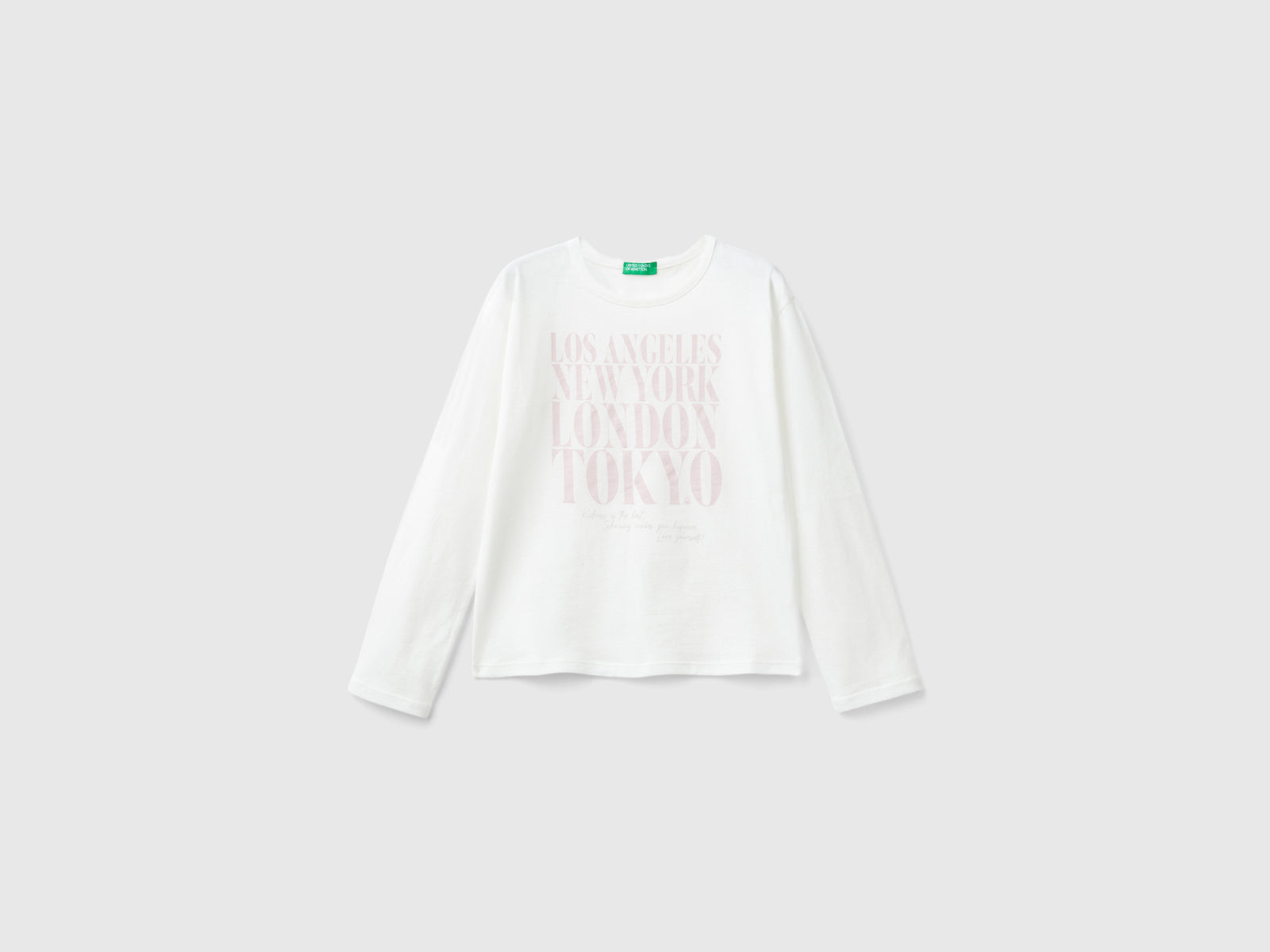 Maglietta con stampa slogan da bambina bianco panna | Benetton Outlet