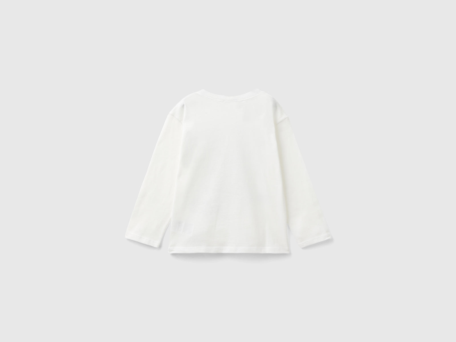 T-shirt con stampa in cotone da bimbo bianco panna 2 | Benetton Outlet