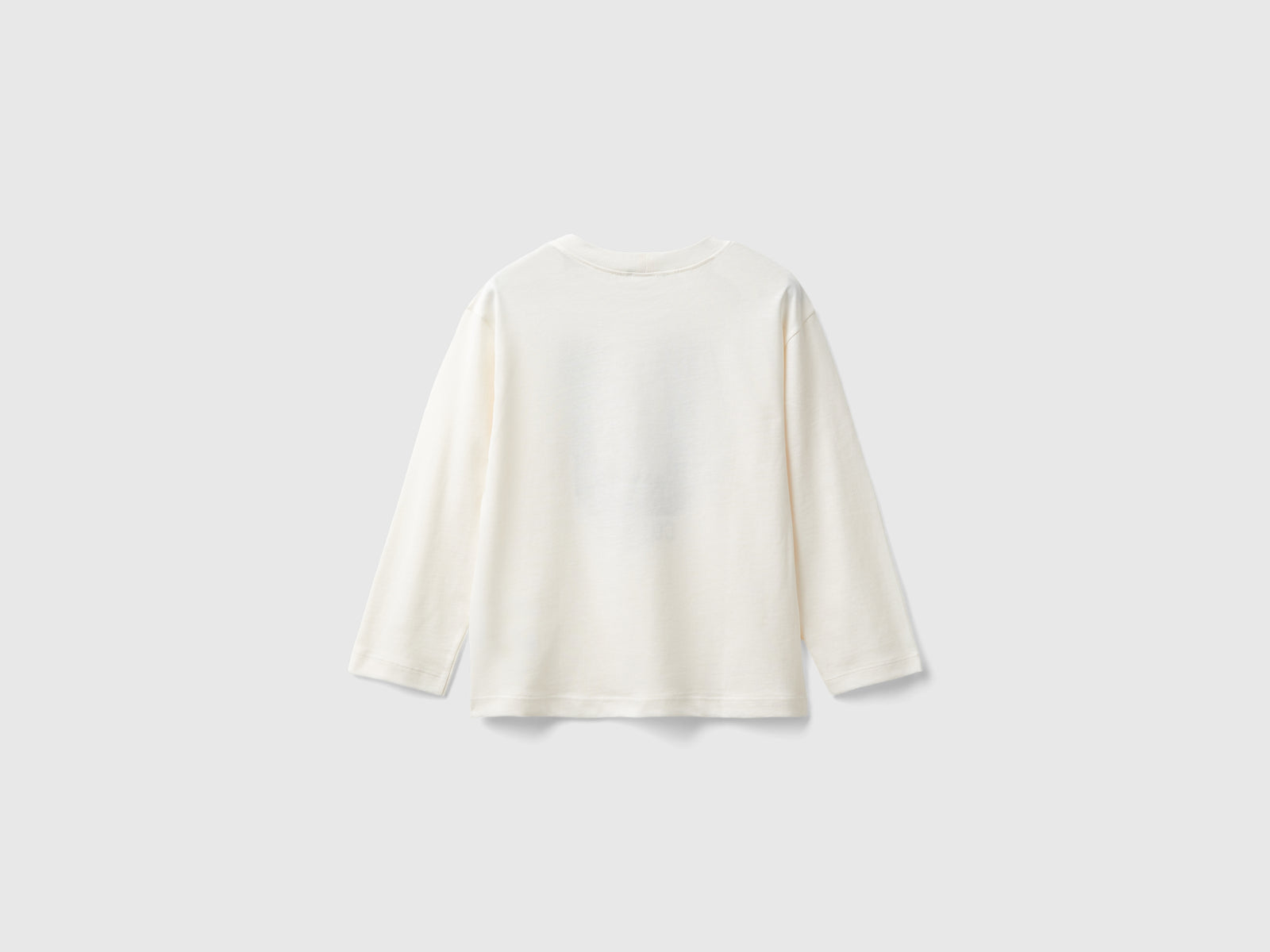 T-shirt con stampa in cotone da bimbo bianco panna 2 | Benetton Outlet