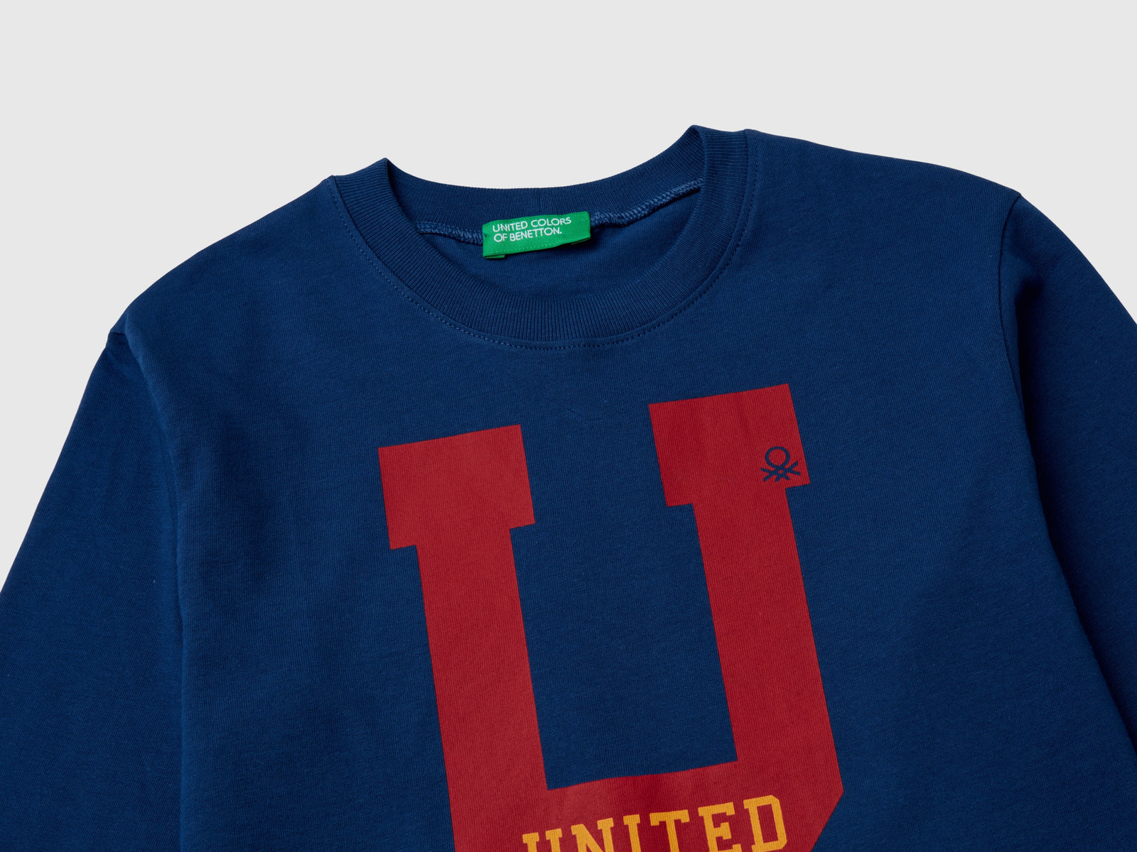 T-shirt con stampa in cotone da bimbo blu 3 | Benetton Outlet