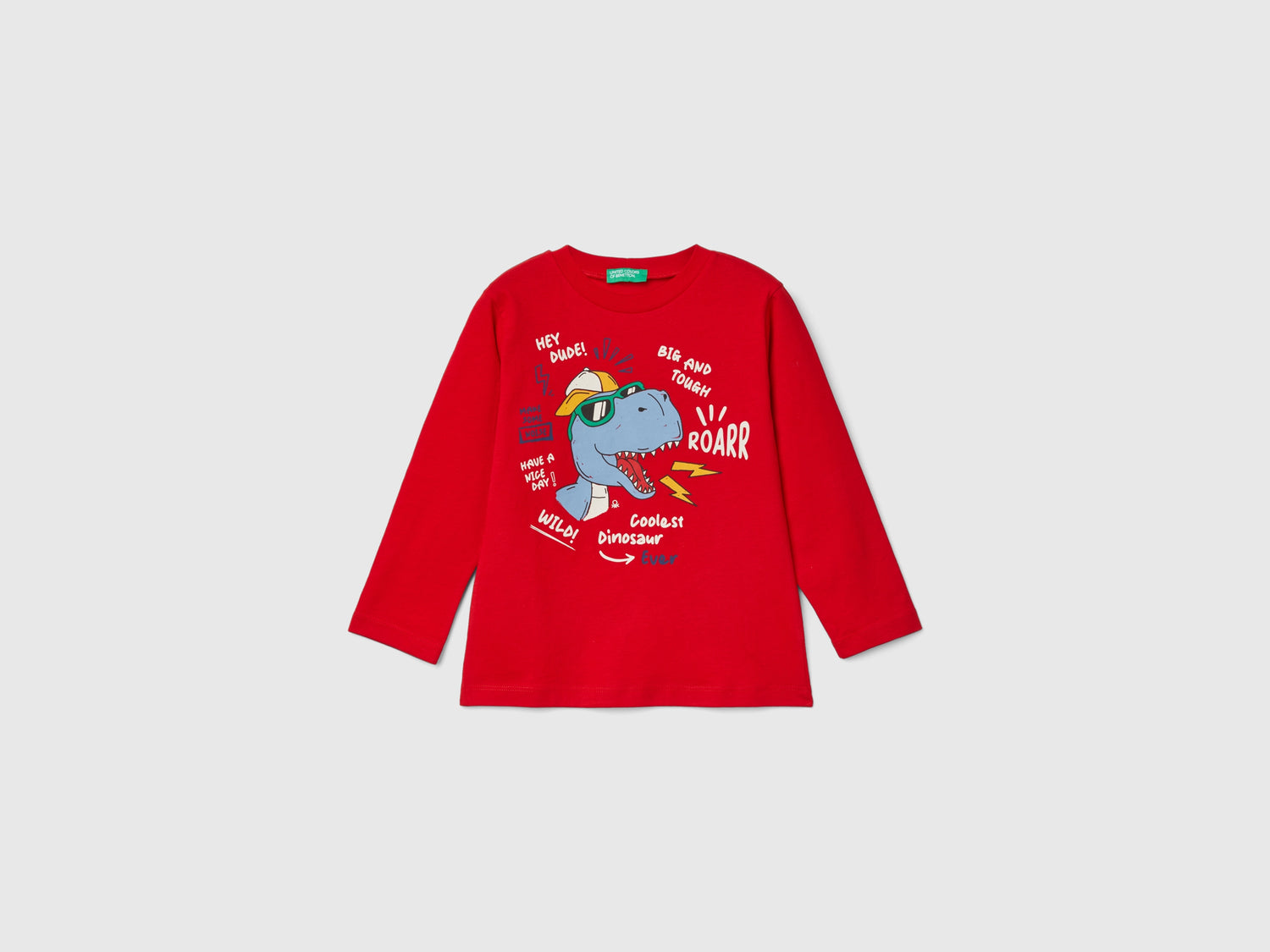 Maglietta regular fit con stampa da bimbo rosso | Benetton Outlet