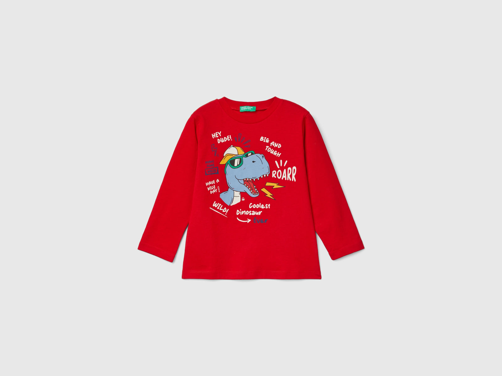 Maglietta regular fit con stampa da bimbo rosso | Benetton Outlet