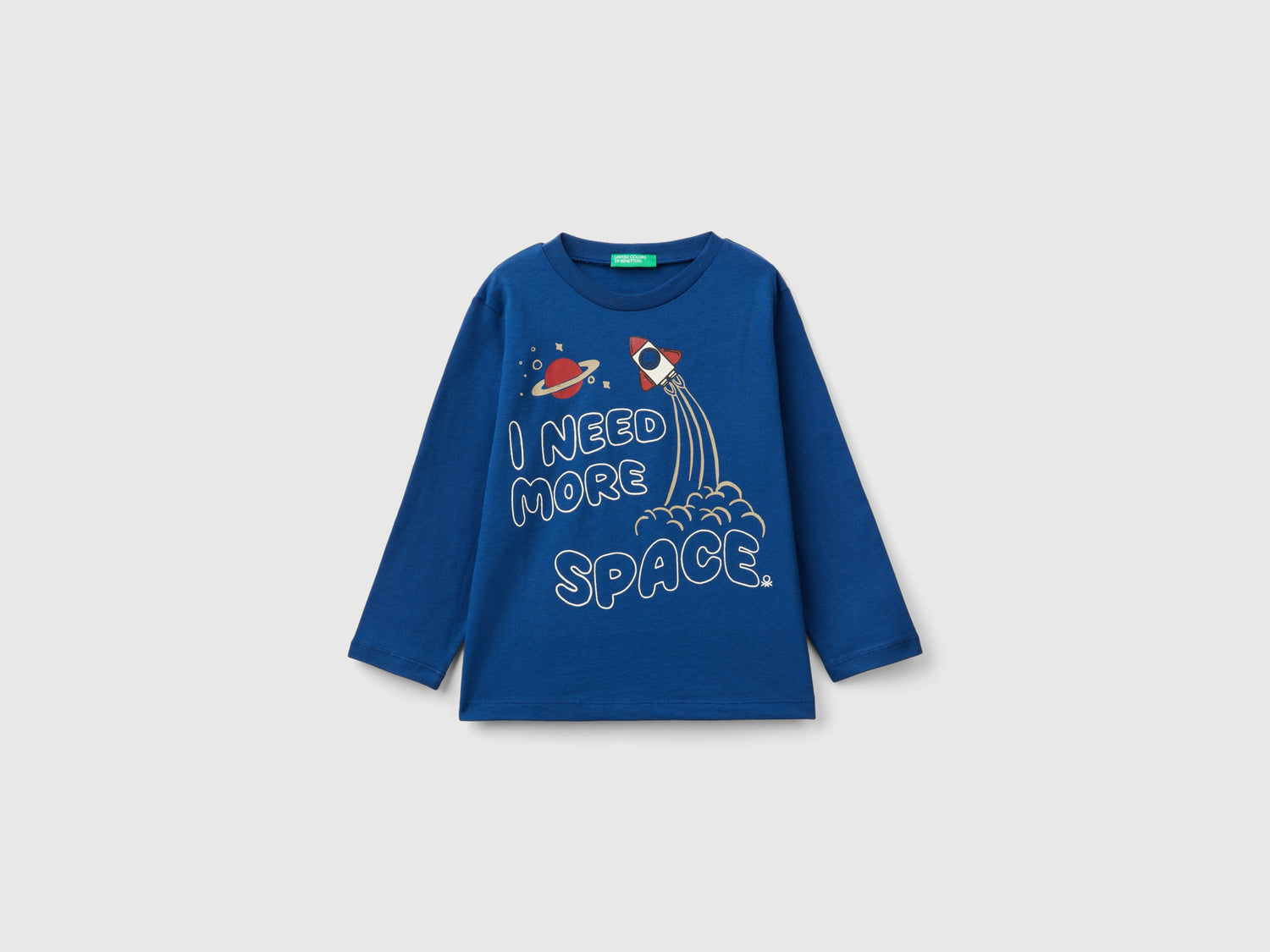 Maglietta regular fit con stampa da bimbo blu | Benetton Outlet