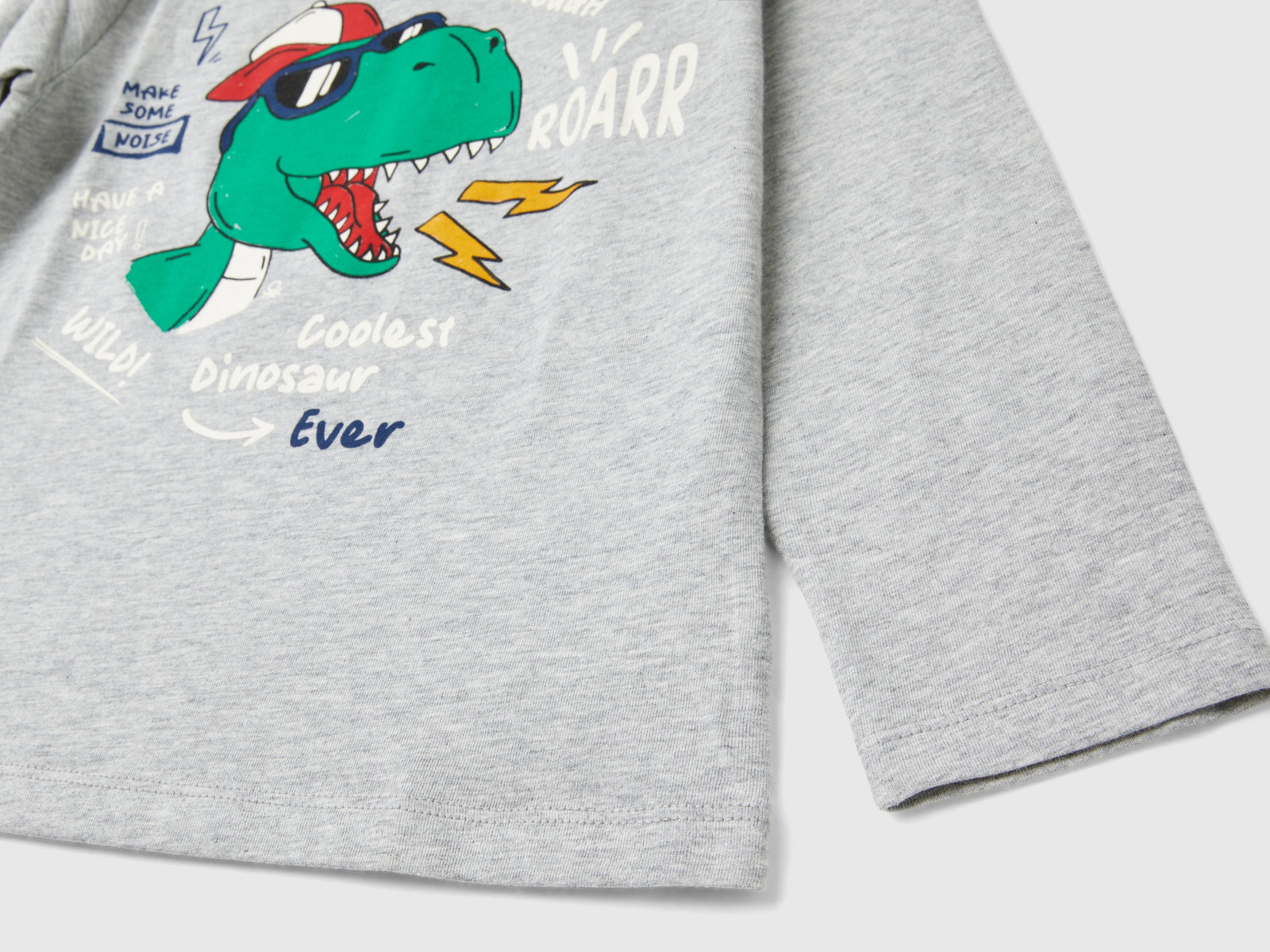 Maglietta regular fit con stampa da bimbo grigio chiaro 3 | Benetton Outlet