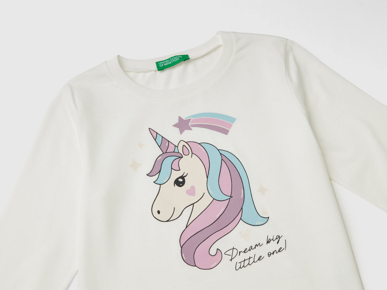 Maglietta regular fit con stampa da bimba bianco panna 3 | Benetton Outlet