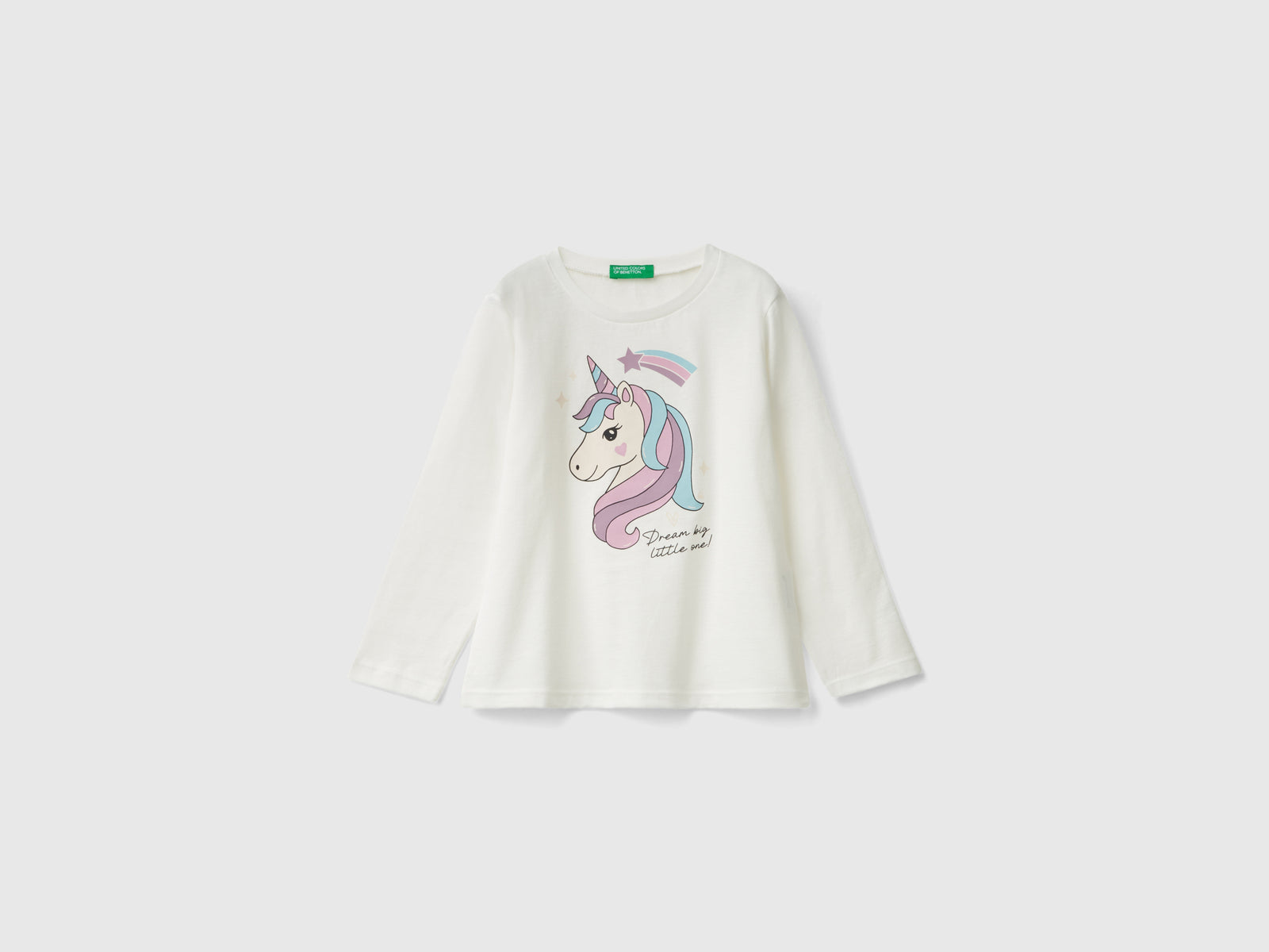 Maglietta regular fit con stampa da bimba bianco panna | Benetton Outlet