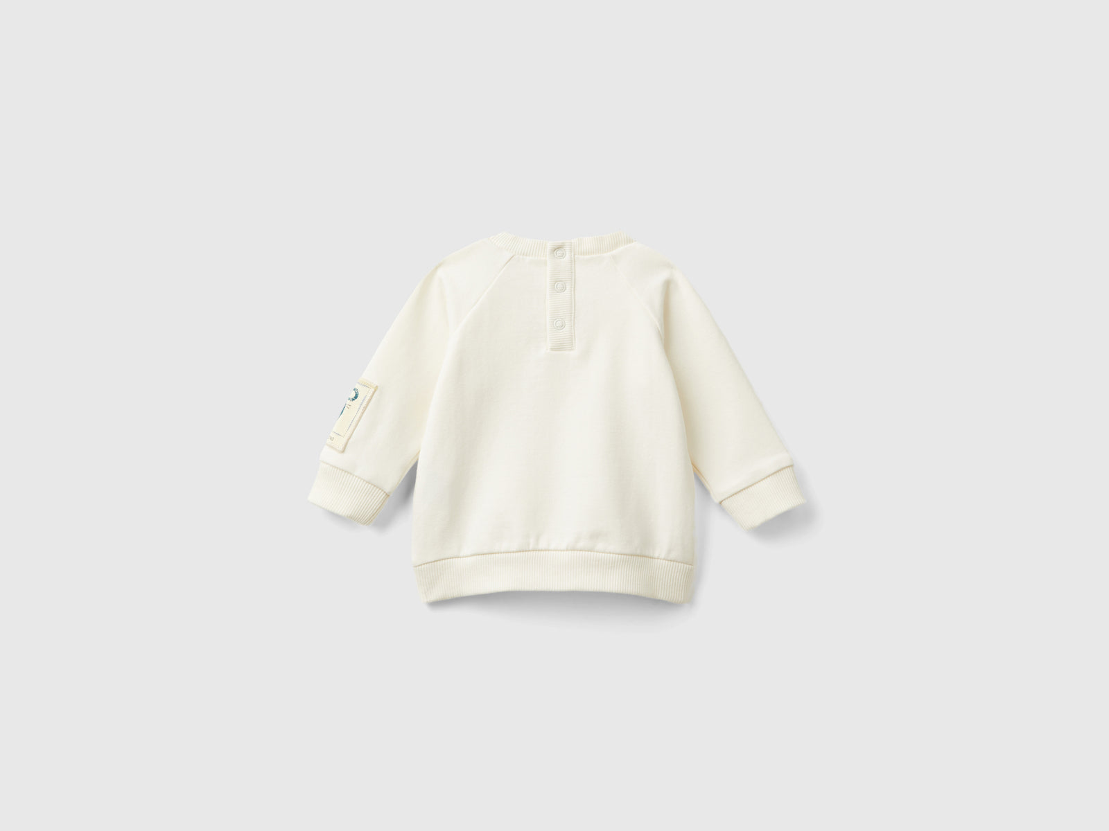 Sudadera con bolsillo y aplicación da neonato bianco panna 2 | Benetton Outlet