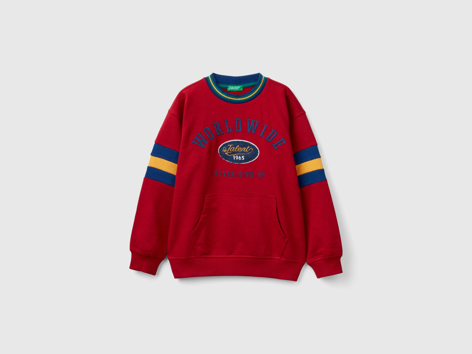 Felpa con ricamo in misto cotone da bambino rosso | Benetton Outlet