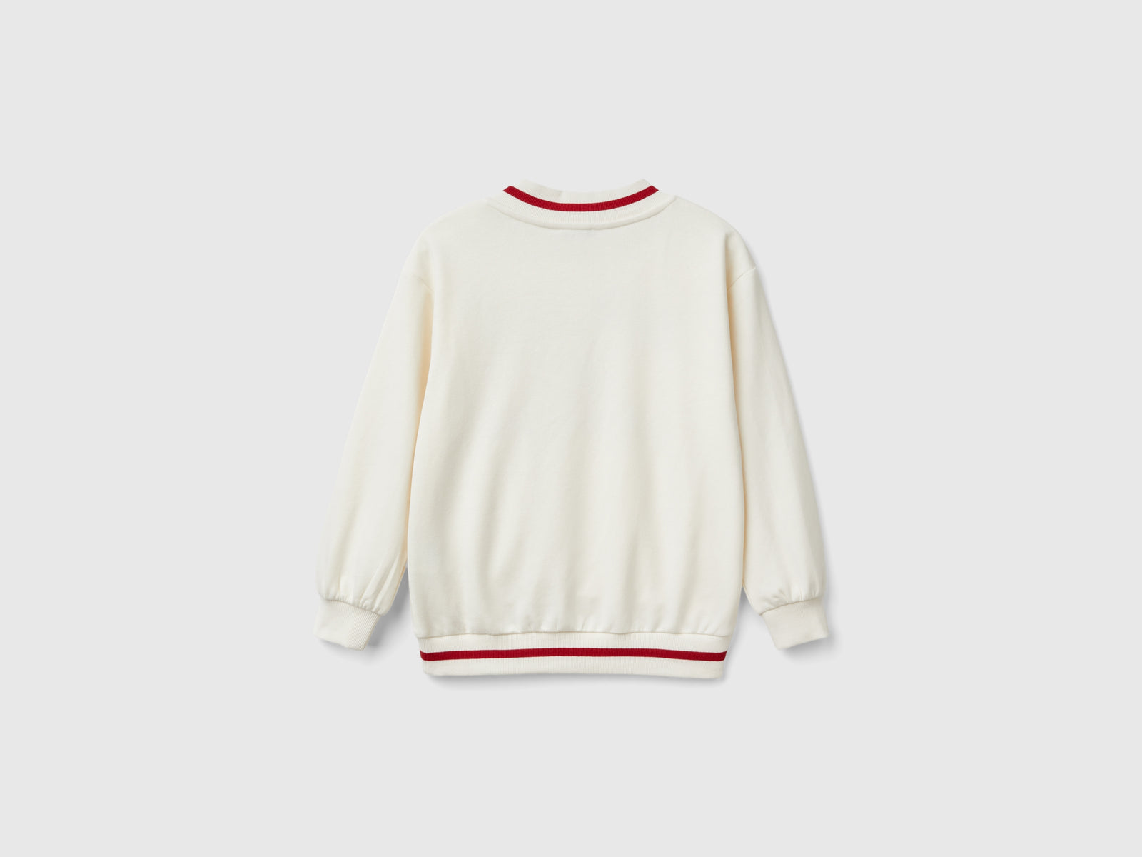 Felpa con scollo a V da bambina bianco panna 2 | Benetton Outlet