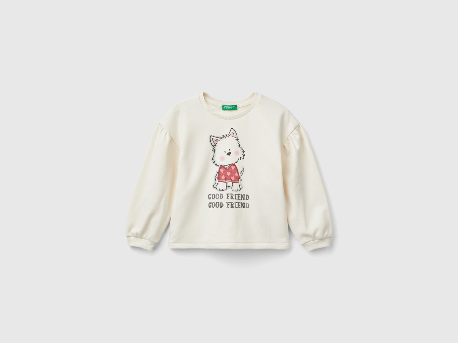 Felpa con stampa glitter da bimba bianco panna | Benetton Outlet