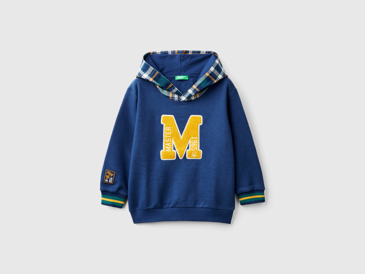 Felpa con cappuccio tartan da bimbo blu | Benetton Outlet