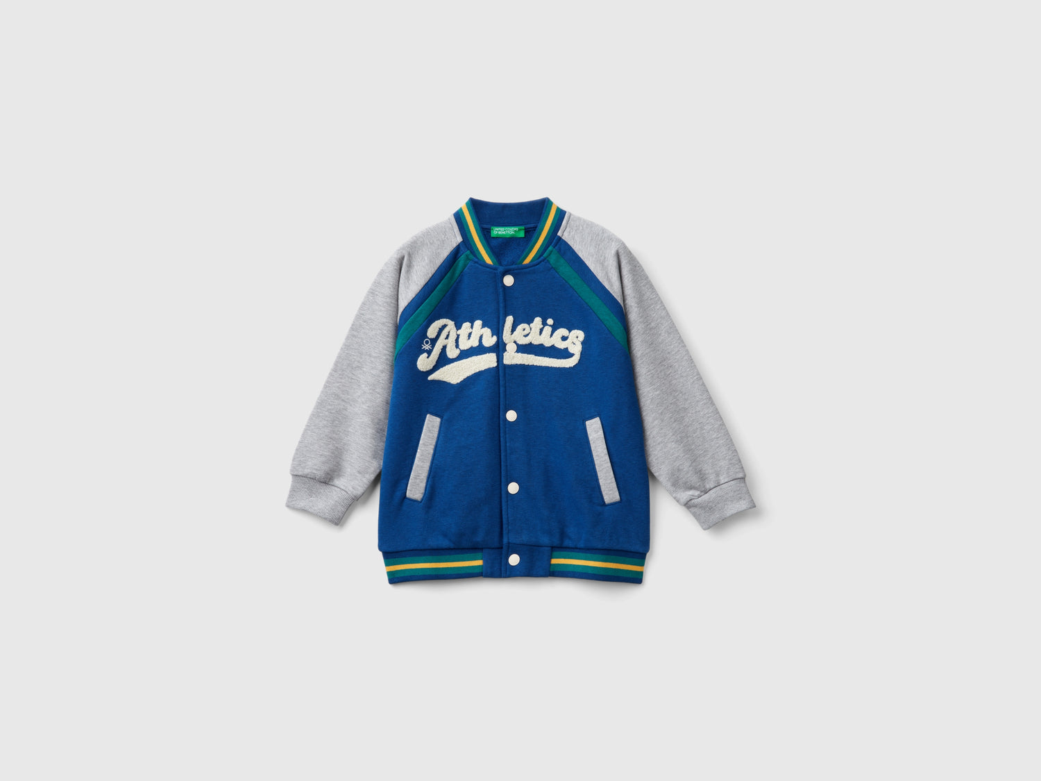 Bomber in felpa di misto cotone e viscosa da bimbo blu | Benetton Outlet