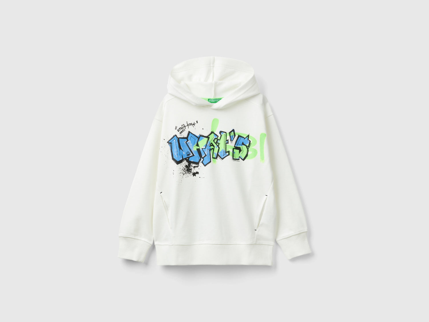 Felpa con stampa graffiti da bambino bianco panna | Benetton Outlet