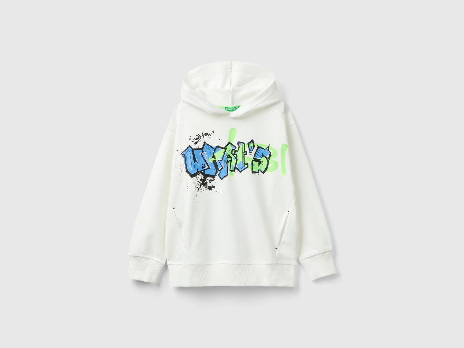 Felpa con stampa graffiti da bambino bianco panna | Benetton Outlet