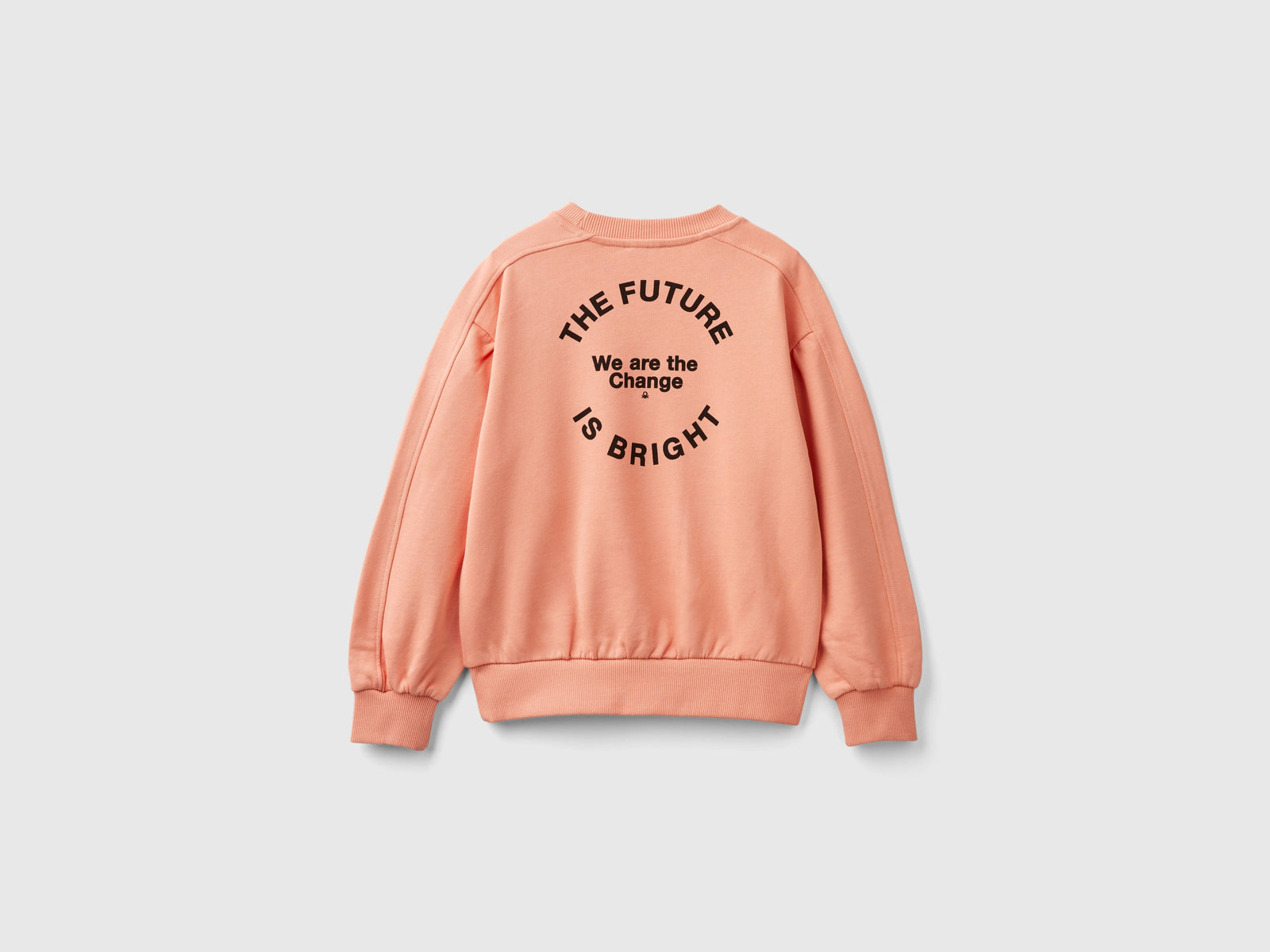 Felpa con stampa davanti e dietro da bambina pesca 2 | Benetton Outlet