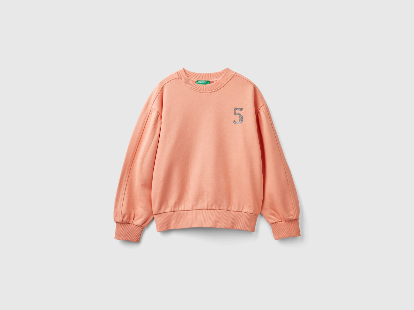 Felpa con stampa davanti e dietro da bambina pesca | Benetton Outlet