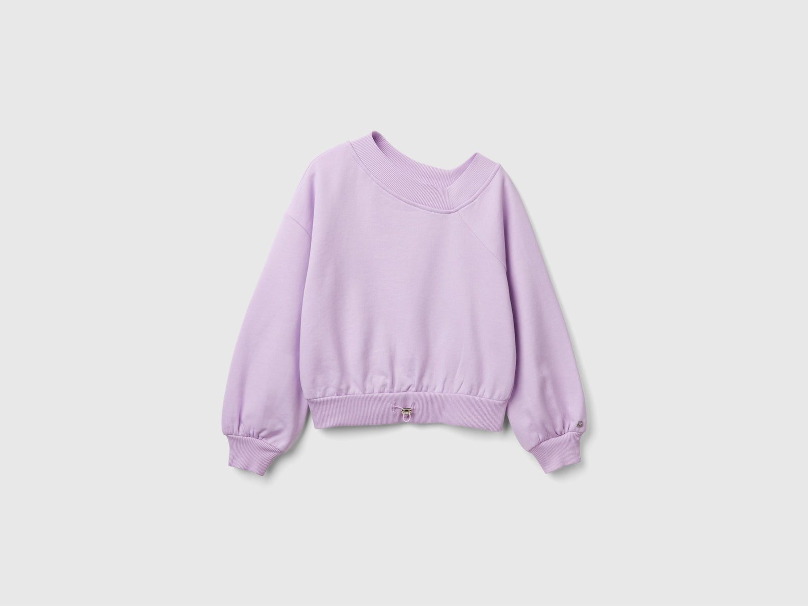 Felpa con scollo asimmetrico da bambina lilla | Benetton Outlet