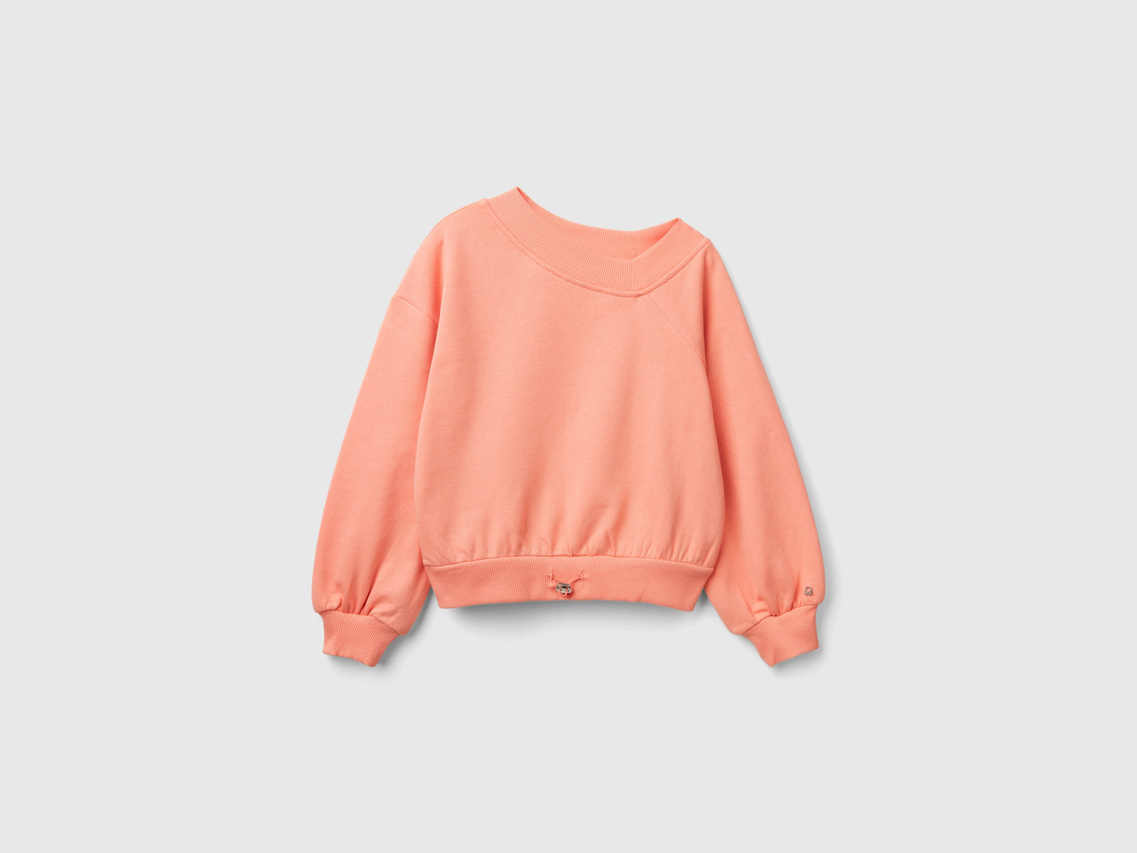 Felpa con scollo asimmetrico da bambina pesca | Benetton Outlet