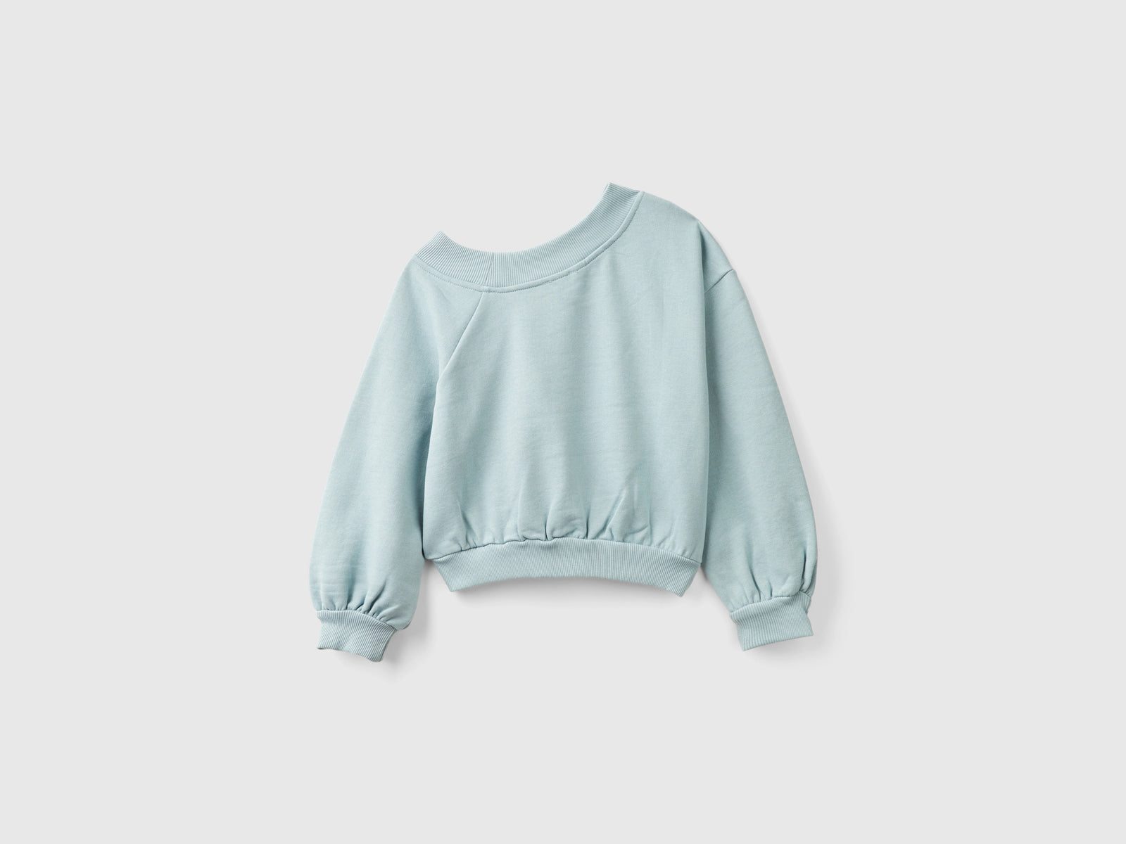Felpa con scollo asimmetrico da bambina grigio perla 2 | Benetton Outlet
