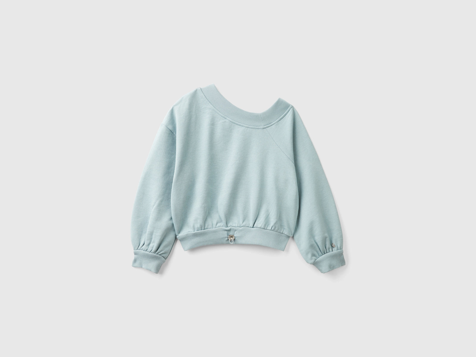 Felpa con scollo asimmetrico da bambina grigio perla | Benetton Outlet