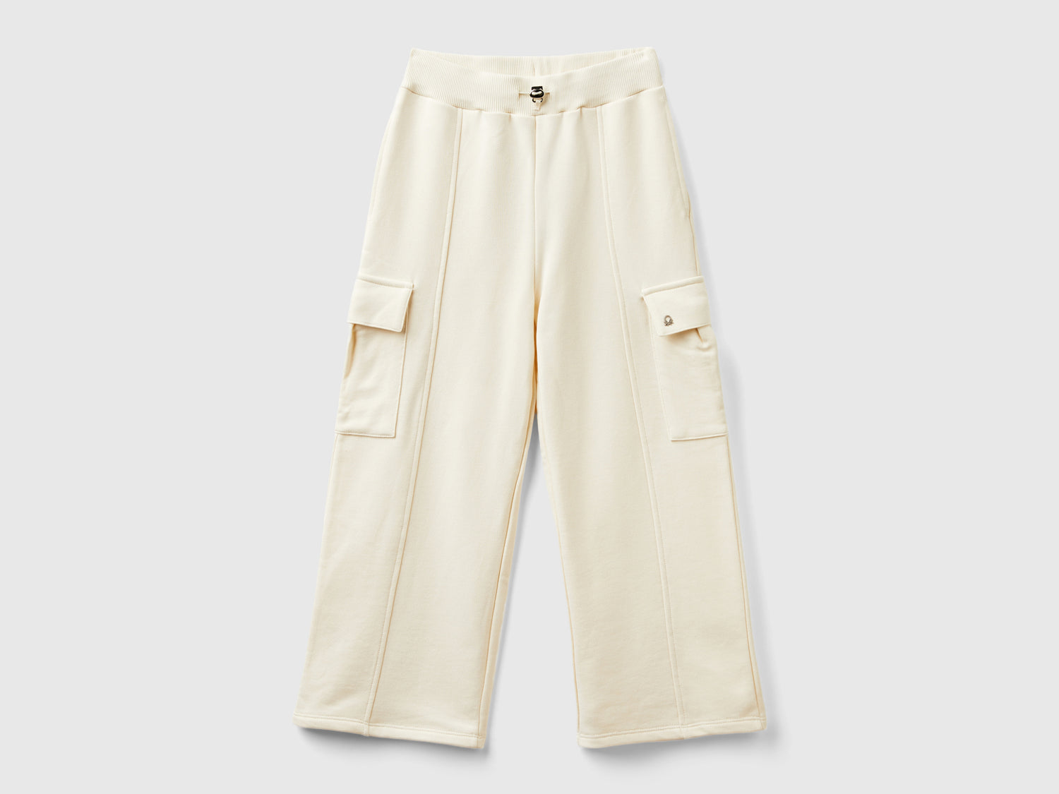Wide-fit cargo pants da bambina bianco panna | Benetton Outlet