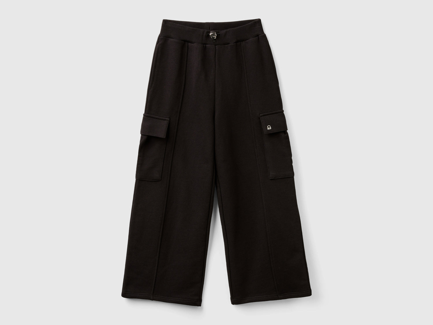 Wide-fit cargo pants da bambina nero | Benetton Outlet