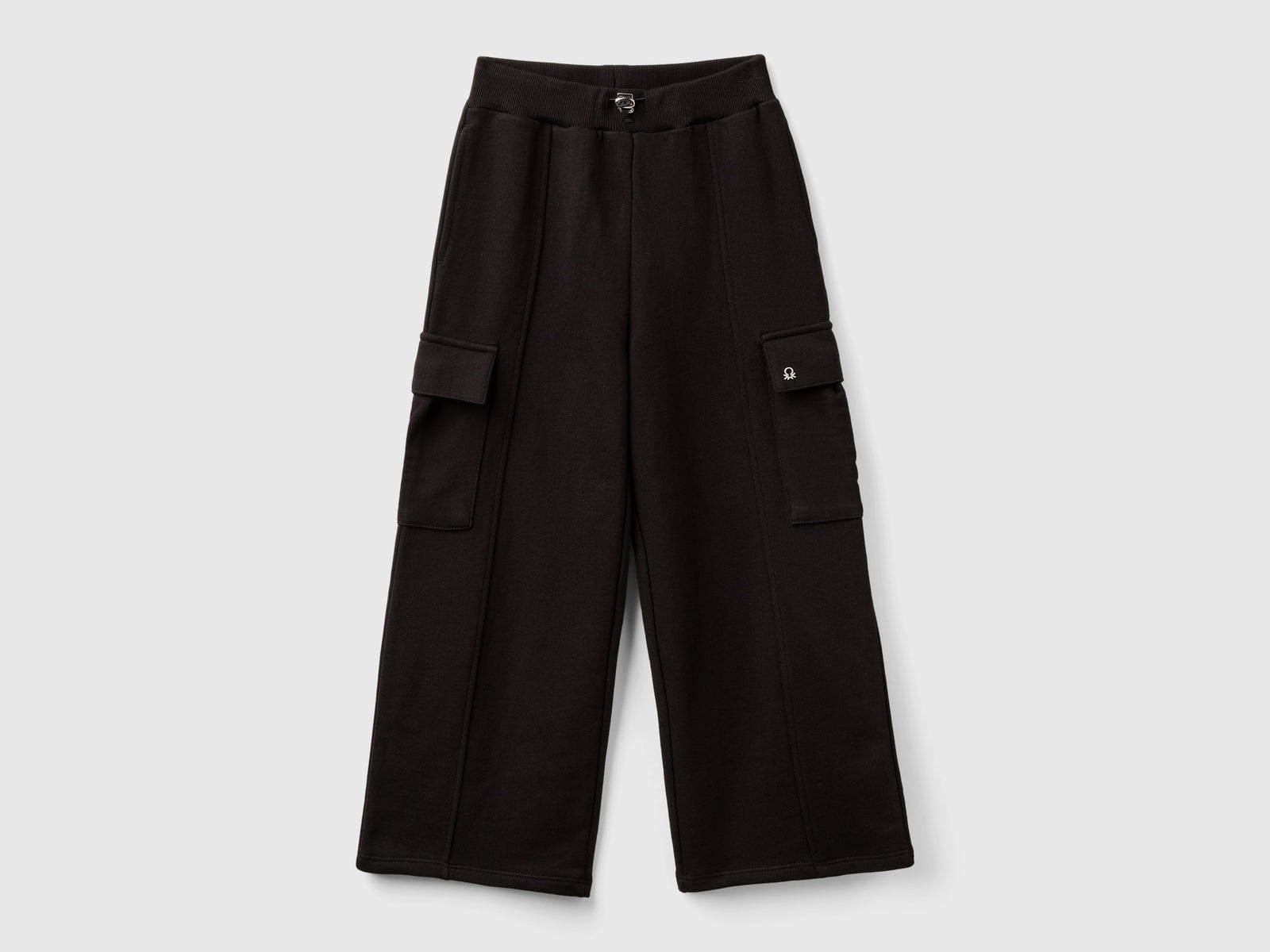 Wide-fit cargo pants da bambina nero | Benetton Outlet