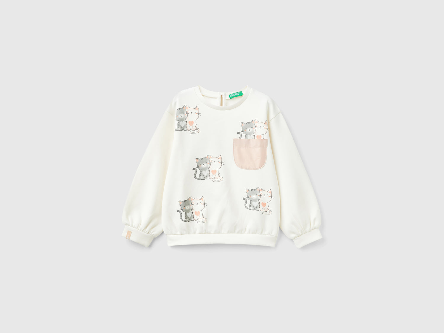 Sudadera con estampado de gatitos da bimba bianco panna | Benetton Outlet