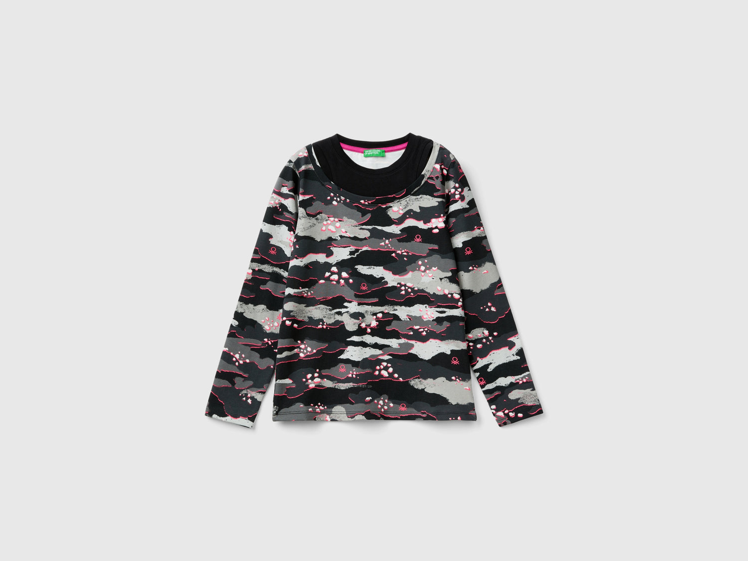 T-shirt camouflage con dettagli fluo da bambina multi-color | Benetton Outlet