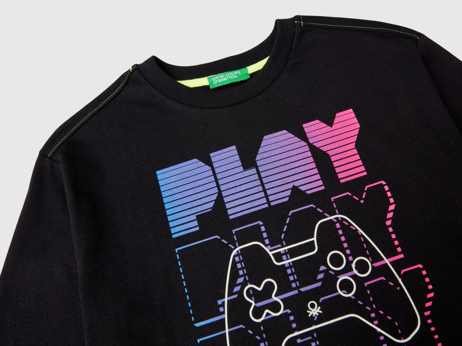 Maglietta gamer in misto cotone da bambino nero 3 | Benetton Outlet