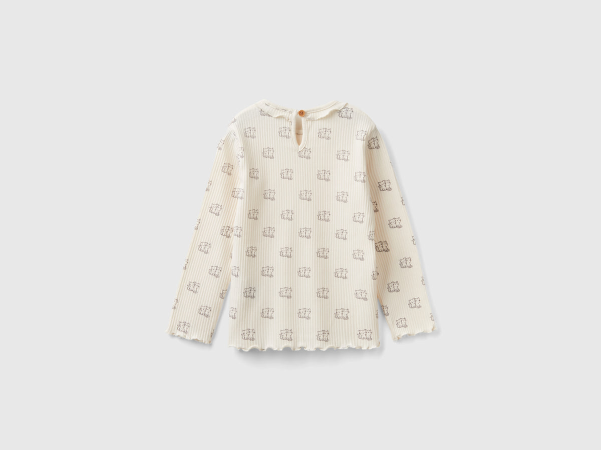 T-shirt con colletto rouches