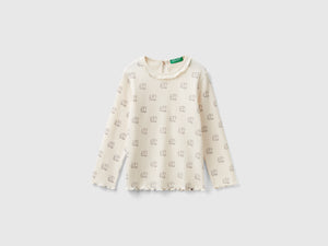 T-shirt con colletto rouches