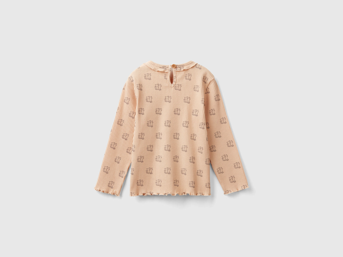T-shirt con colletto rouches