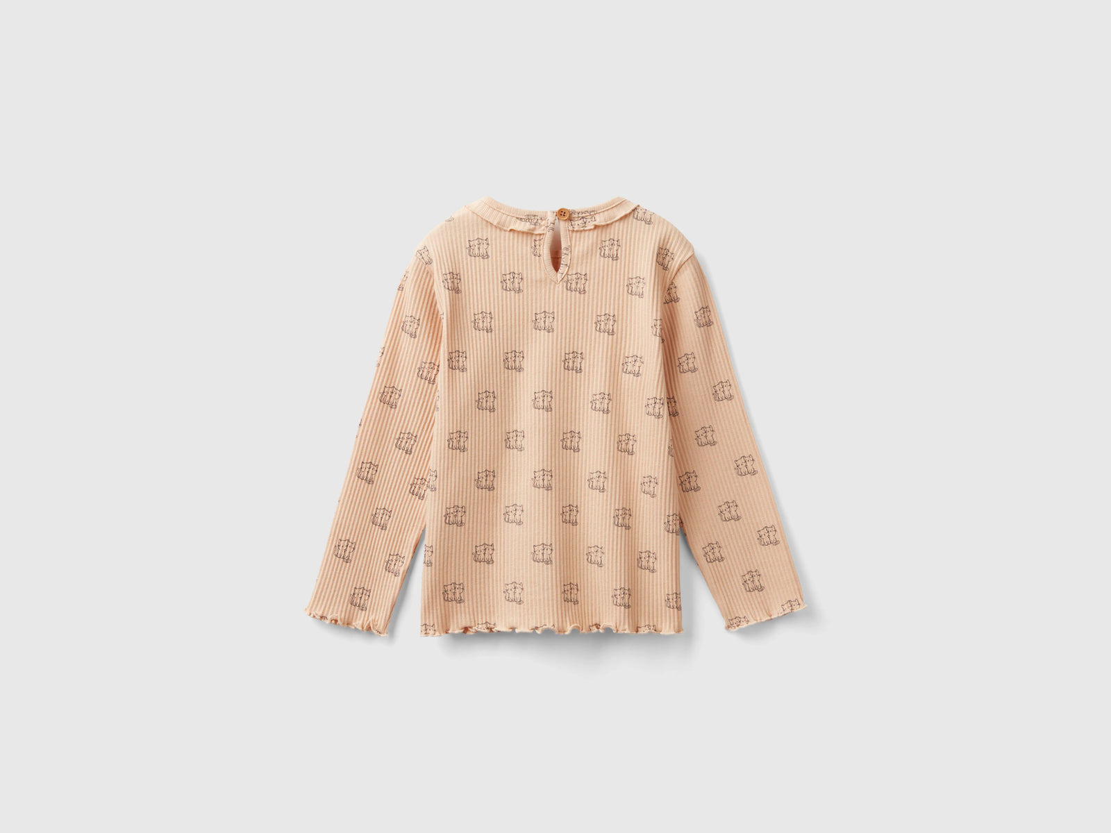 T-shirt con colletto rouches da bimba pesca 2 | Benetton Outlet