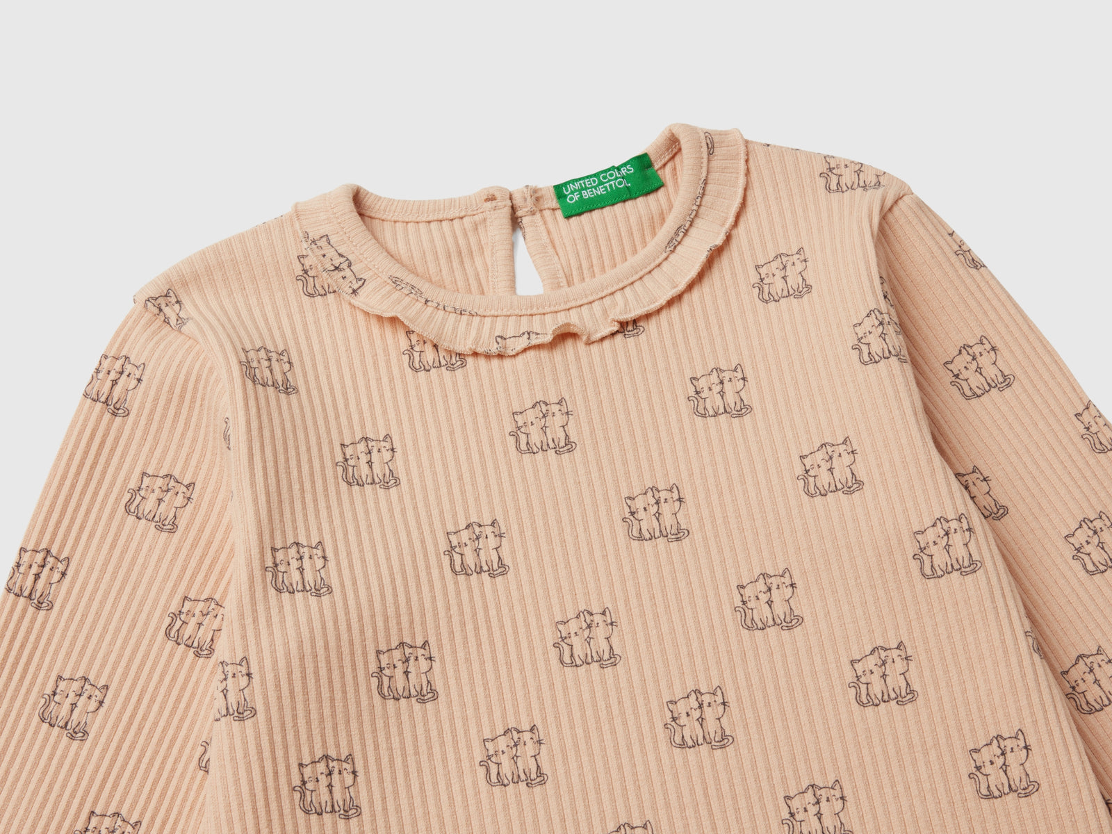 T-shirt con colletto rouches da bimba pesca 3 | Benetton Outlet