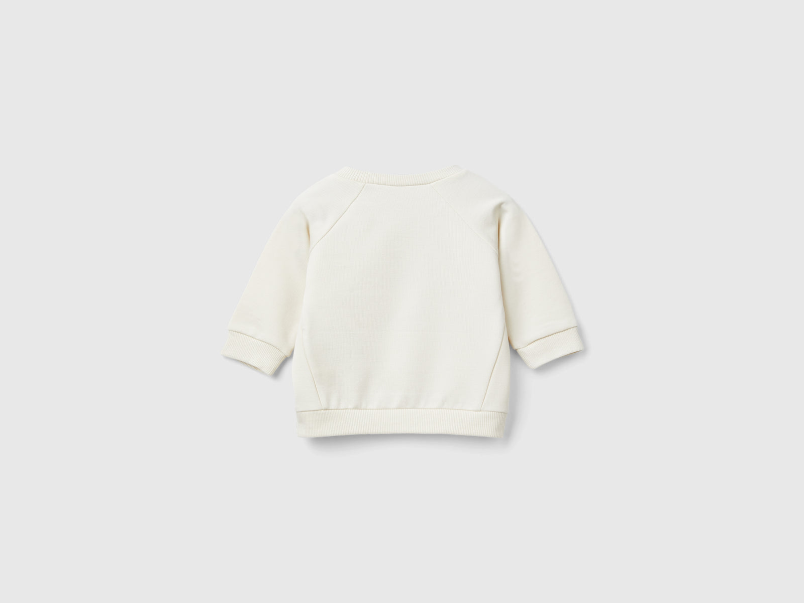 Felpa con ricamo animaletto da neonato bianco panna 2 | Benetton Outlet