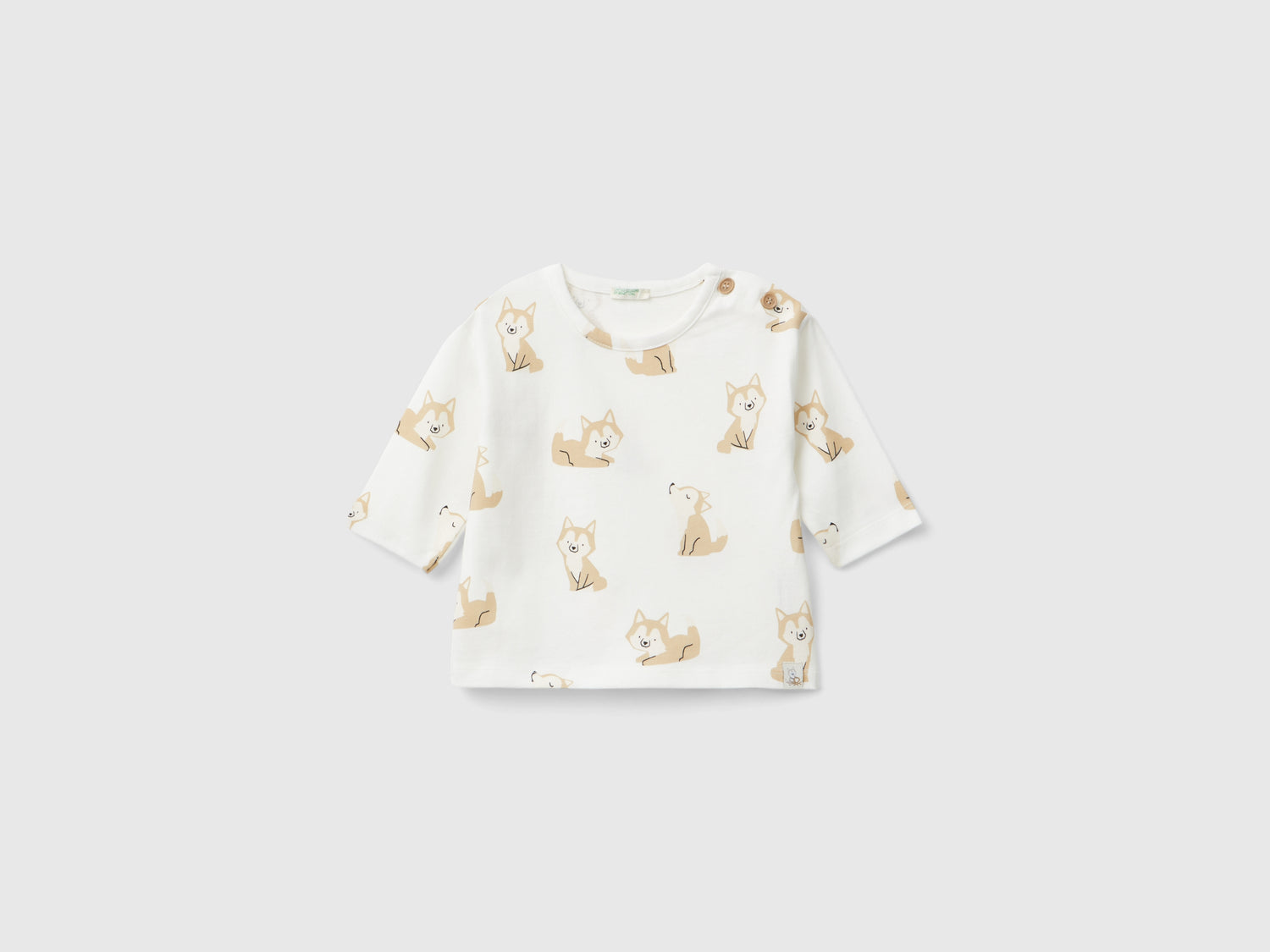 T-shirt fantasia in caldo cotone bio da neonato bianco panna | Benetton Outlet