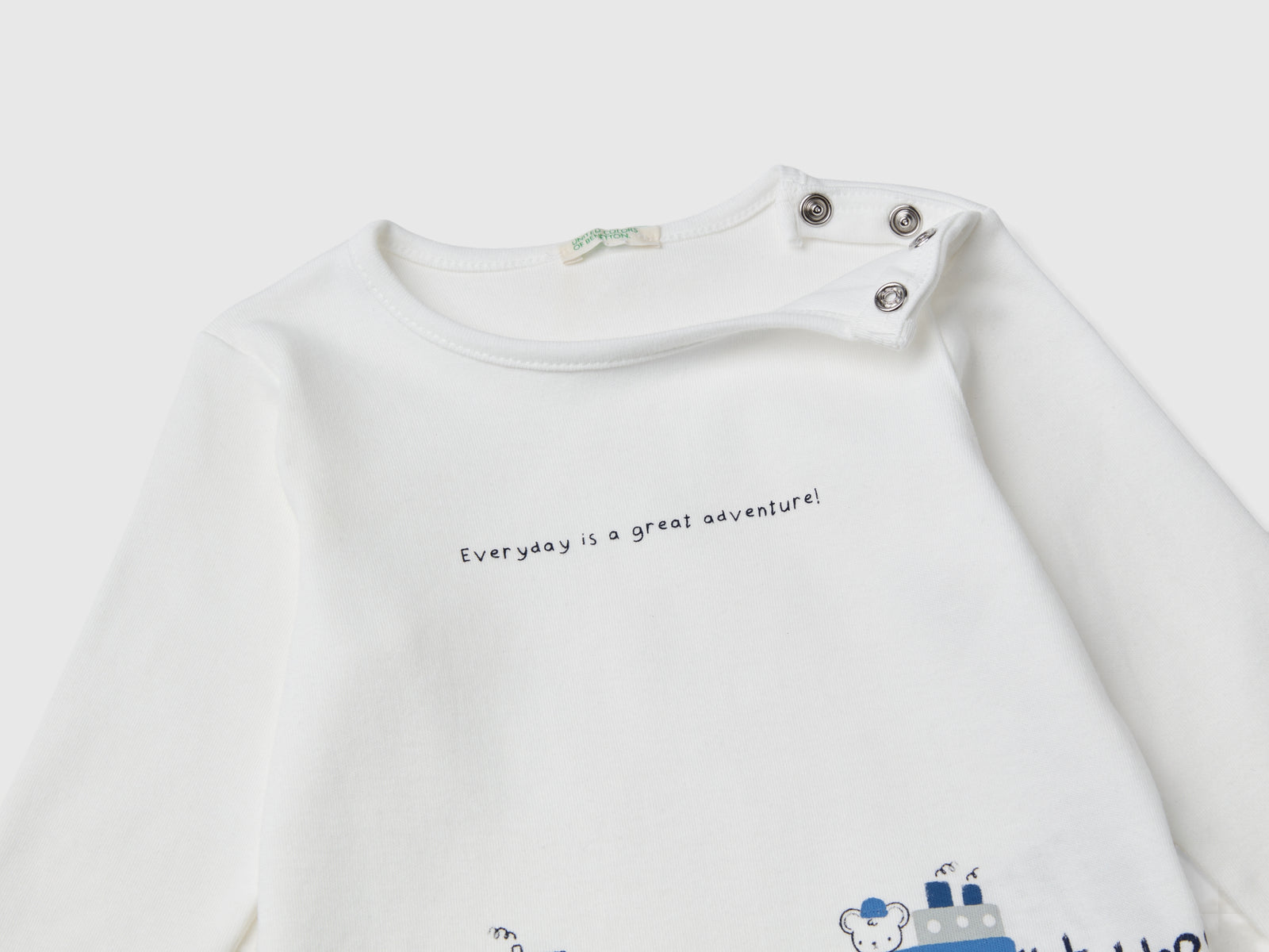Camiseta de algodón con estampado da neonato bianco panna 3 | Benetton Outlet