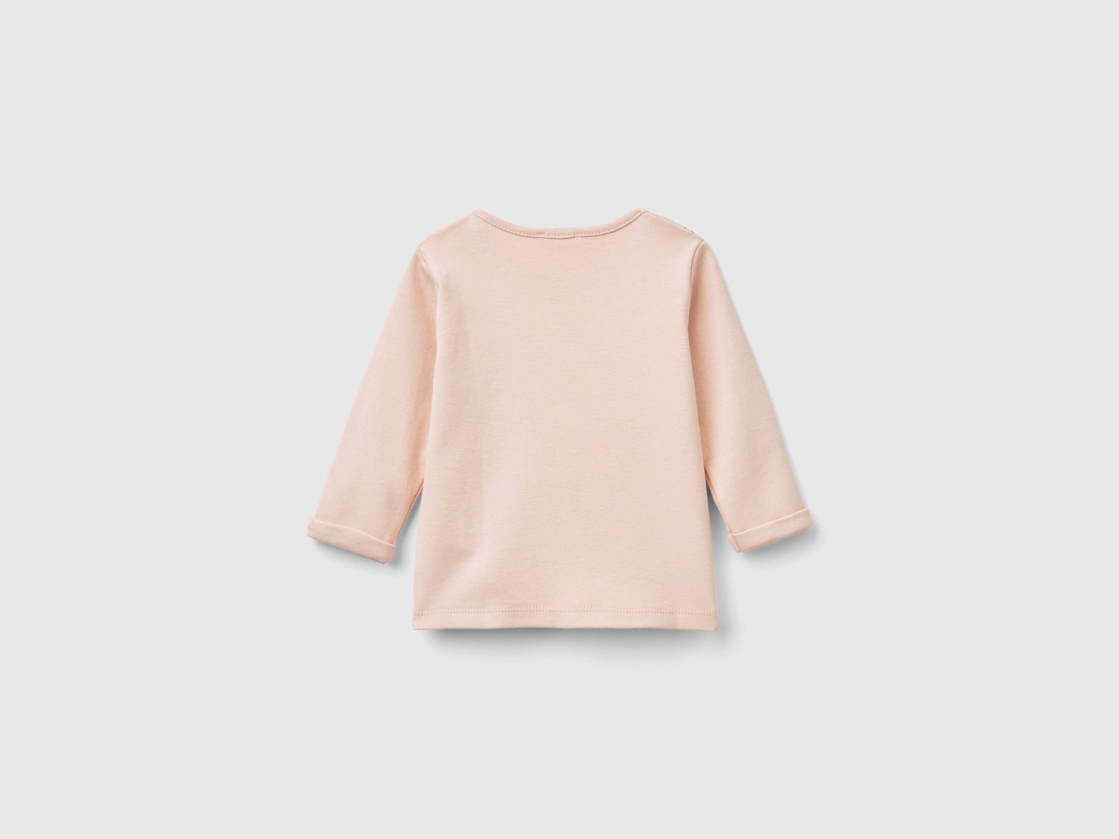 Maglietta in cotone con stampa da neonato rosa tenue 2 | Benetton Outlet