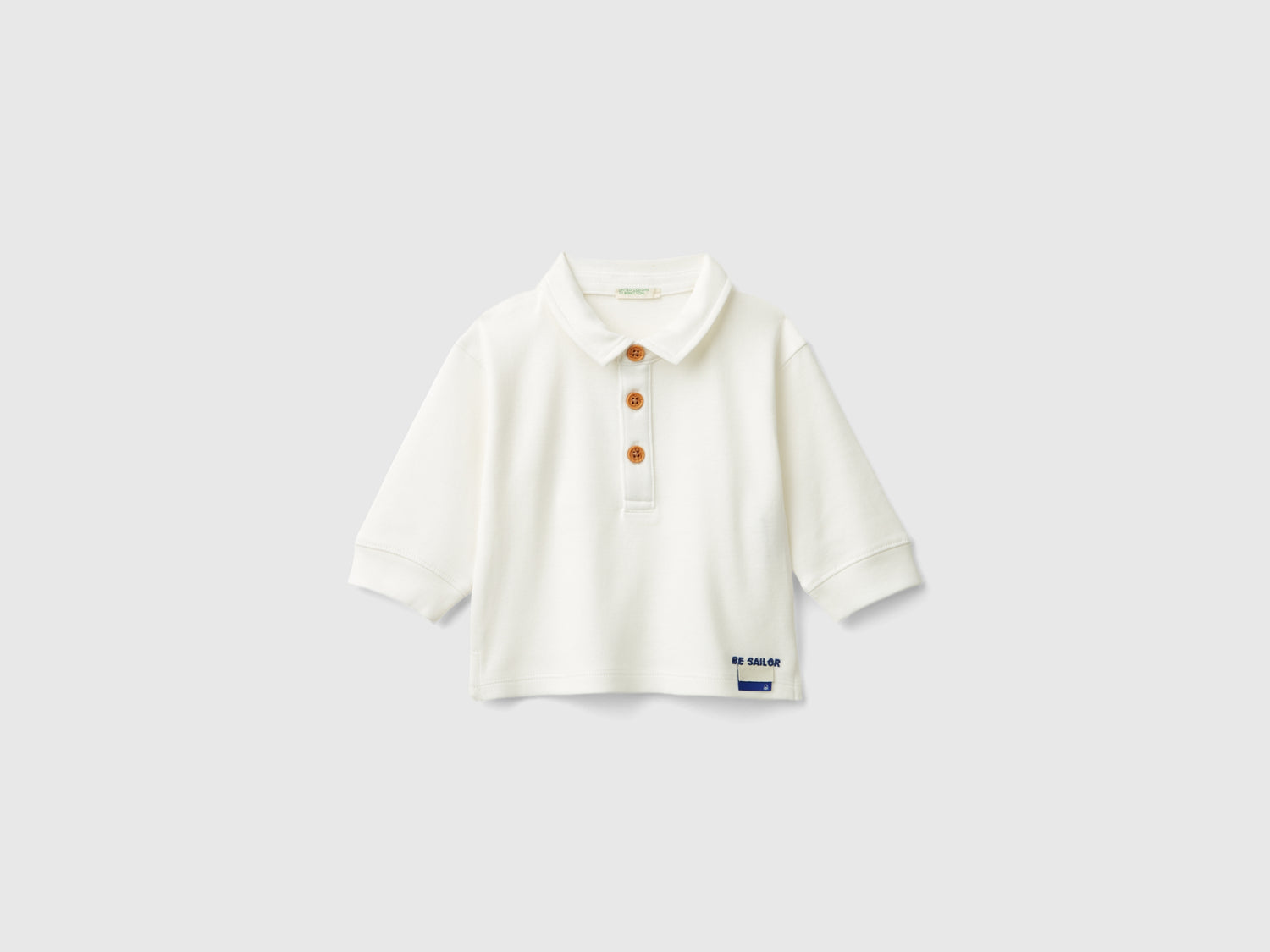 Polo shirt with patch on the back da neonato bianco panna | Benetton Outlet